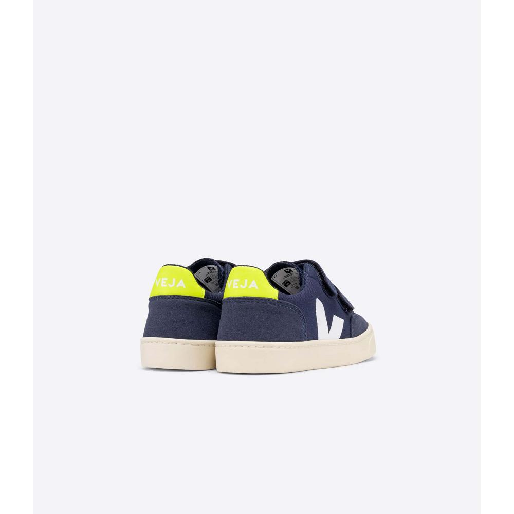 Kids' Veja V-12 CANVAS Sneakers Blue | SG 869WNB